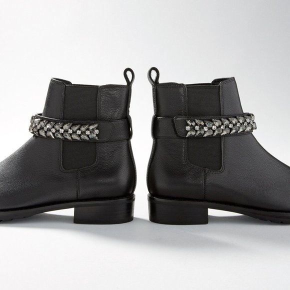 WHBM $200 Ankle Charm Chelsea Boots Removable Gem Strap 10 - Picture 4 of 7